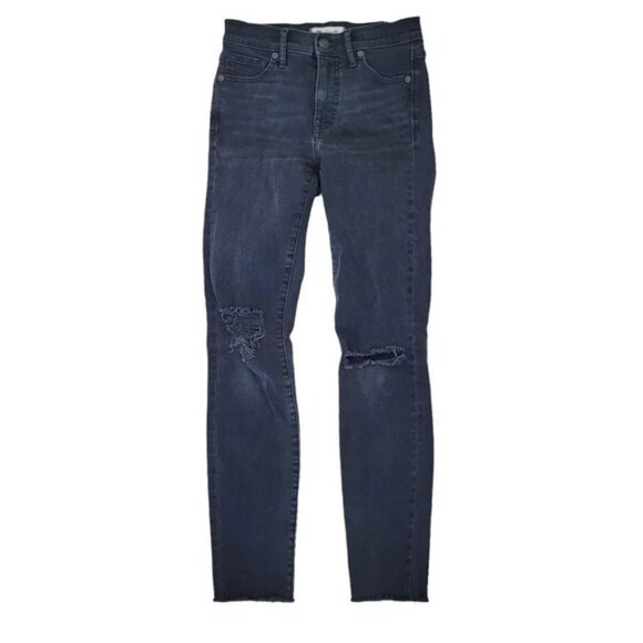 Madewell 9” high rise skinny distressed jeans Black Sea size 24 - Picture 10 of 12